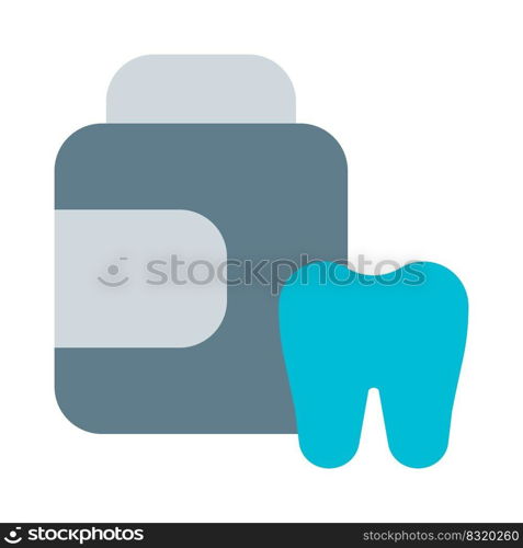 Pills bottle for dental health isolated on a white background