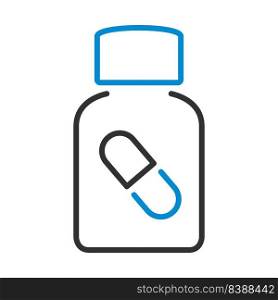 Pills Bottle Icon. Editable Bold Outline With Color Fill Design. Vector Illustration.