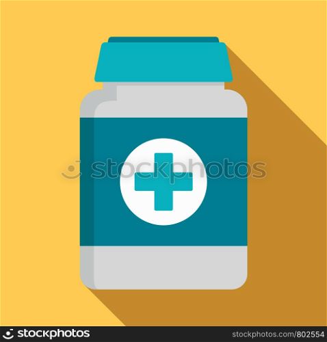 Pills box for pet icon. Flat illustration of pills box for pet vector icon for web design. Pills box for pet icon, flat style