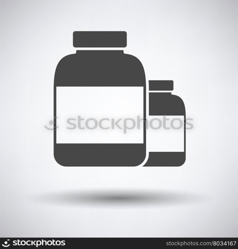 Pills container icon on gray background, round shadow. Vector illustration.