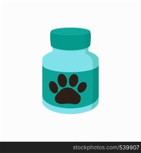 Pills for animals icon in cartoon style isolated on white background. Veterinary science and medicine symbol. Pills for animals icon, cartoon style