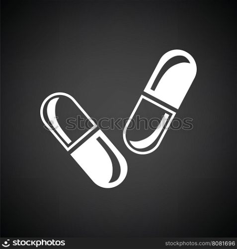 Pills icon. Black background with white. Vector illustration.