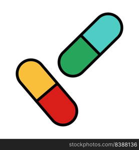 Pills Icon. Editable Bold Outline With Color Fill Design. Vector Illustration.