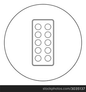 Pills in blister icon black color in circle vector illustration
