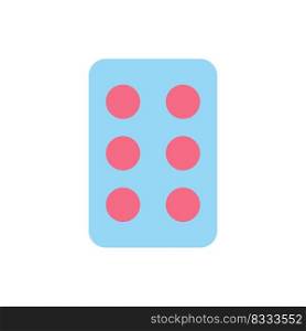 Pills in blister pack flat color ui icon. Oral medication. Drug prescript. Plastic package. Healthcare. Simple filled element for mobile app. Colorful solid pictogram. Vector isolated RGB illustration. Pills in blister pack flat color ui icon