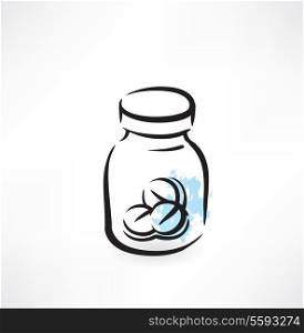 pills in the glass jar grunge icon