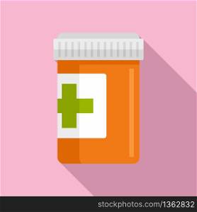 Pills jar icon. Flat illustration of pills jar vector icon for web design. Pills jar icon, flat style