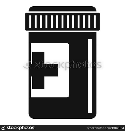 Pills jar icon. Simple illustration of pills jar vector icon for web design isolated on white background. Pills jar icon, simple style