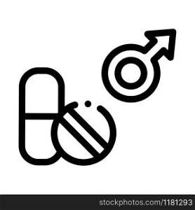 Pills Man Power Icon Vector. Outline Pills Man Power Sign. Isolated Contour Symbol Illustration. Pills Man Power Icon Vector Outline Illustration