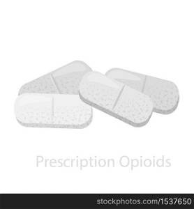 Pills of various opioids. The concept prescription of a medical drug of analgesic effect, with an euphoric effect, is prescribed for pain in the body.. Pills of various opioids. The concept prescription of a medical drug