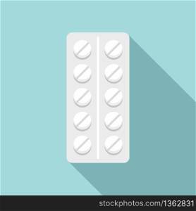 Pills pack icon. Flat illustration of pills pack vector icon for web design. Pills pack icon, flat style