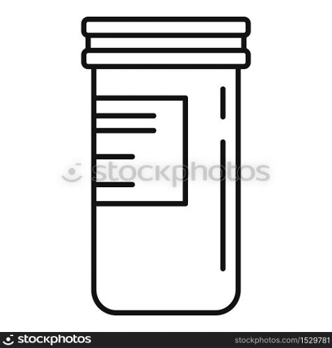 Pills plastic jar icon. Outline pills plastic jar vector icon for web design isolated on white background. Pills plastic jar icon, outline style