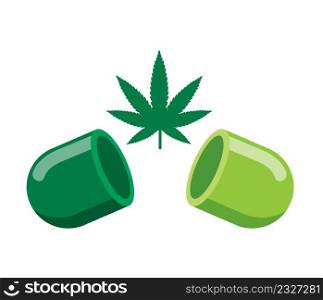 Pills with Cannabis. marijuana in capsule