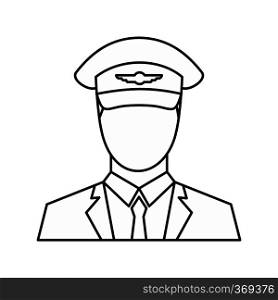 Pilot icon in outline style isolated on white background. People symbol vector illustration. Pilot icon, outline style