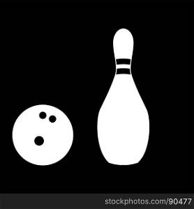Pin and bowling ball white color icon .. Pin and bowling ball it is white color icon .