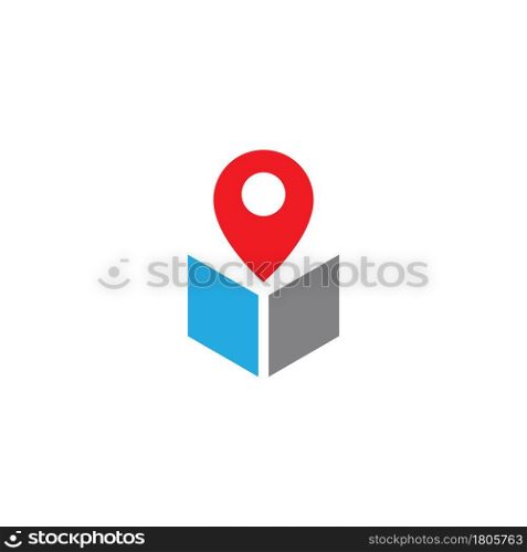 Pin box location logo vector flat design