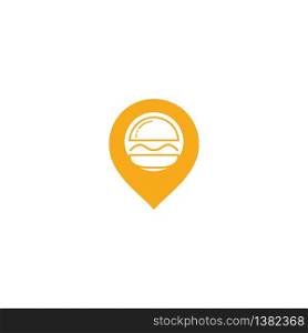 Pin burger restaurant logo design. Logotype for restaurant or cafe or pizzeria.