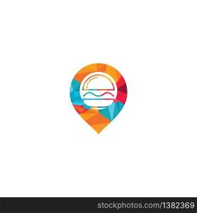 Pin burger restaurant logo design. Logotype for restaurant or cafe or pizzeria.
