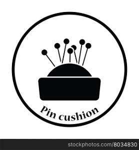 Pin cushion icon. Thin circle design. Vector illustration.
