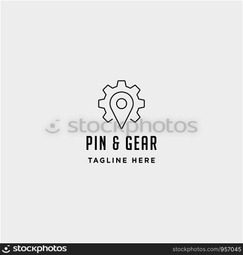 pin gear logo vector navigator simple icon symbol sign illustration isolated. pin gear logo vector navigator simple icon symbol sign isolated