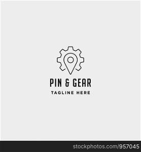 pin gear logo vector navigator simple icon symbol sign illustration isolated. pin gear logo vector navigator simple icon symbol sign isolated
