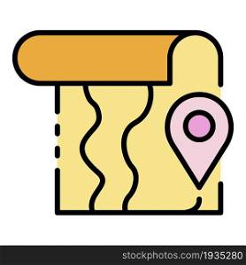 Pin hiking map location icon. Outline pin hiking map location vector icon color flat isolated. Pin hiking map location icon color outline vector