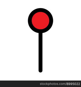 Pin icon line isolated on white background. Black flat thin icon on modern outline style. Linear symbol and editable stroke. Simple and pixel perfect stroke vector illustration.