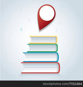 pin icon on books icon design vector illustration, education concepts