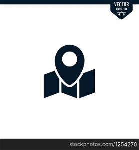 Pin location icon collection in glyph style, solid color vector