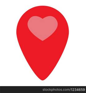 pin location with heart icon on white background. flat style. map pointer with heart icon for your web site design, logo, app, UI. red map pointer heart symbol. map pin sign.