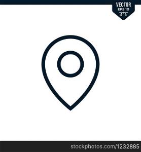 Pin locator icon collection in outlined or line art style, editable stroke vector