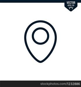 Pin locator icon collection in outlined or line art style, editable stroke vector