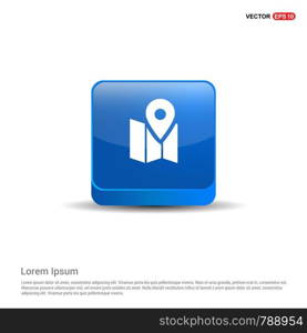 Pin on map icon - 3d Blue Button.