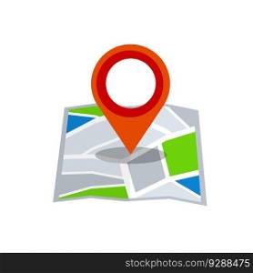 Pin on the city and street map. Navigation icon and route search. Tourism and travel. Flat Paper map. Pin on the city and street map.