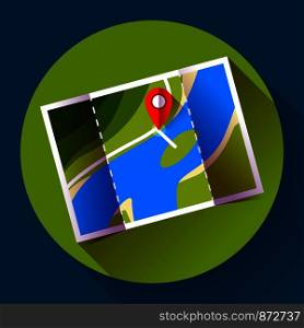 Pin on the map. Vector icon. Flat design style.. Pin on the map. Vector icon