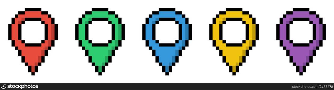Pin pixel icon set simple design