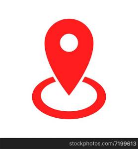 Pin pointer flat vector icon, gps isolated red traffic marker on white background