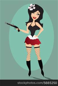 Pin up girl in pirate costume, vector
