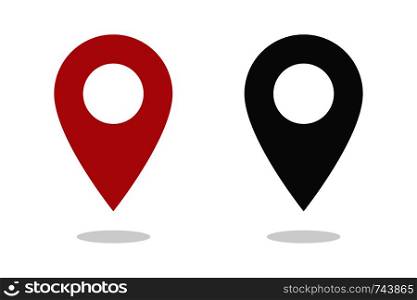 Pin - Vector icon location pin. Map pin icon red and black color