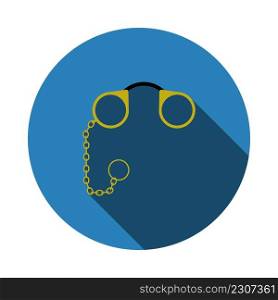 Pince-Nez Icon. Flat Circle Stencil Design With Long Shadow. Vector Illustration.