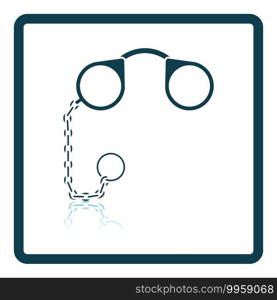 Pince-Nez Icon. Square Shadow Reflection Design. Vector Illustration.