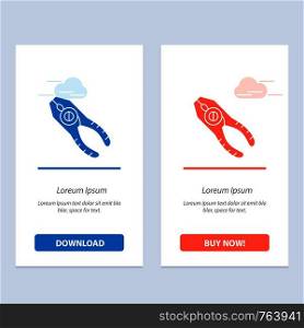 Pincers, Pliers, Tongs, Repair, Tool Blue and Red Download and Buy Now web Widget Card Template