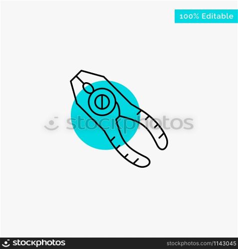 Pincers, Pliers, Tongs, Repair, Tool turquoise highlight circle point Vector icon