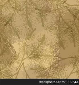 Pine branch seamless pattern camouflage sand. Vector illusttration. Pine branch seamless pattern camouflage sand