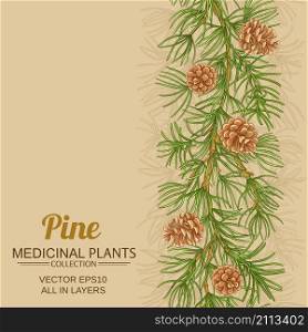 pine branches vector pattern on color background