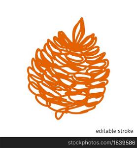 Pine Cone Made in Continuous Line Art Style. Vector Holiday Element. Linear Piinecone with Editable Stroke.. Pine Cone Made in Continuous Line Art Style. Holiday Element. Linear Piinecone with Editable Stroke. Vector Illustration.
