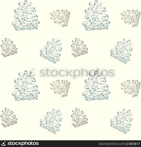 Pine cones seamless pattern vector illustration. Pine cone vintage background. Template for textile, paper and design