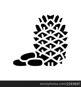pine nut glyph icon vector. pine nut sign. isolated contour symbol black illustration. pine nut glyph icon vector illustration