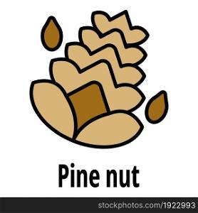 Pine nut icon. Outline pine nut vector icon color flat isolated on white. Pine nut icon color outline vector