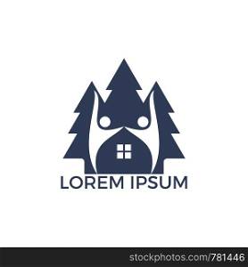 Pine tree and people house logo design. Green house and eco life logo concept.
